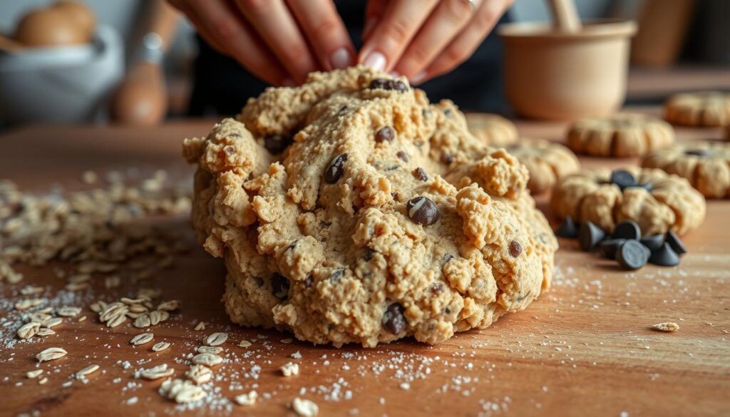 shaping oatmeal cookies