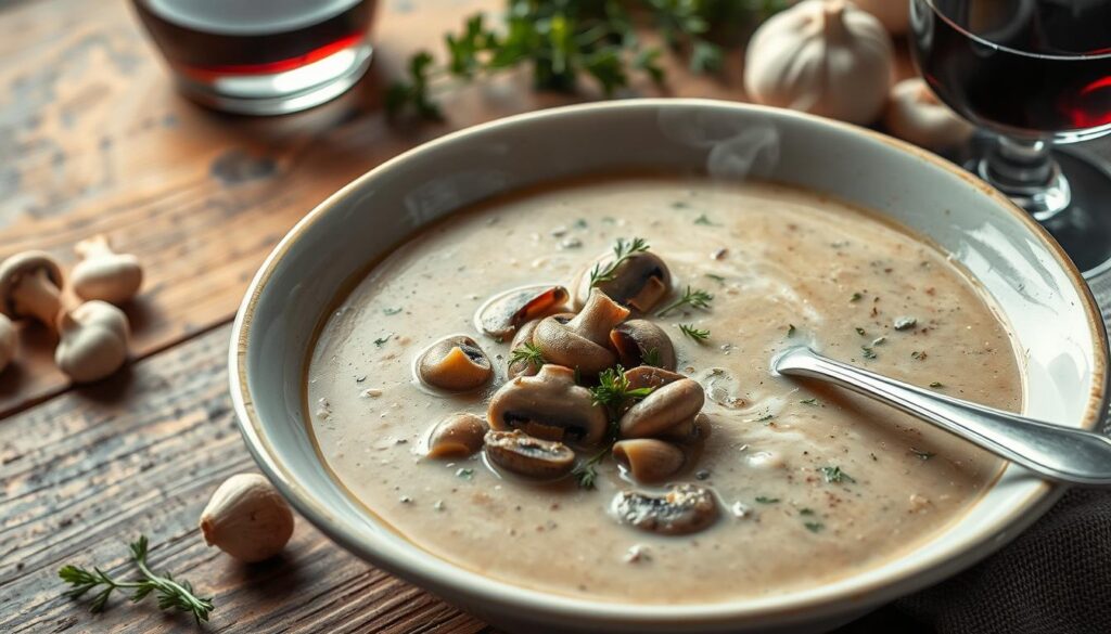 Creamy Mushroom Soup with Wine