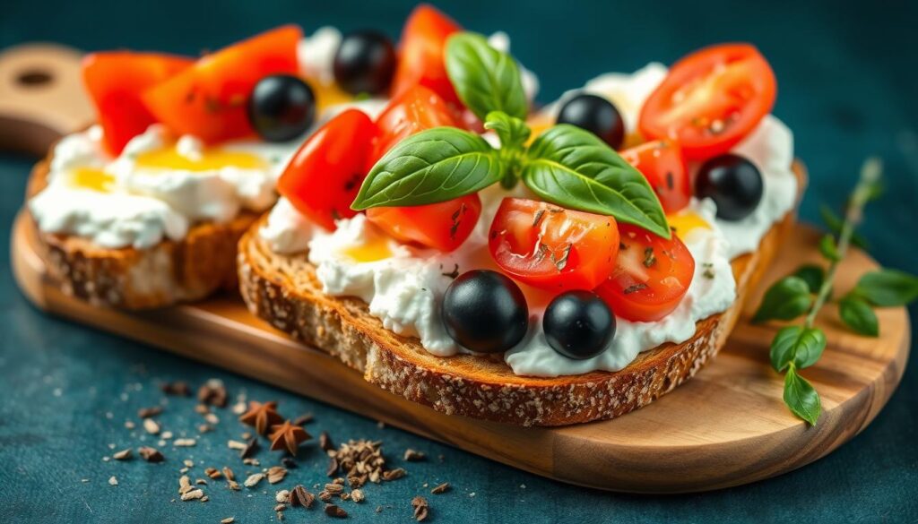 Mediterranean cottage cheese toast