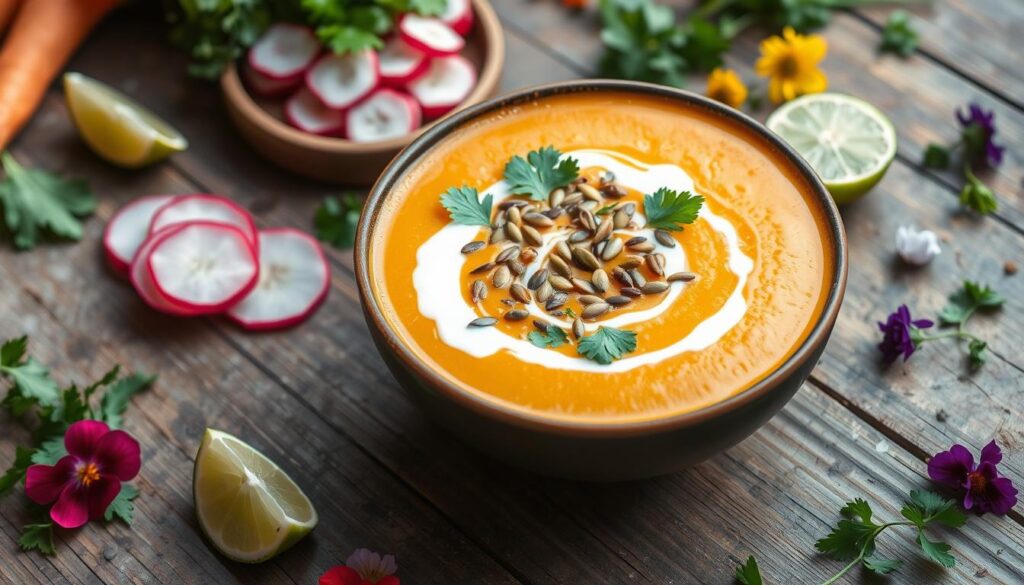 carrot ginger soup garnishes