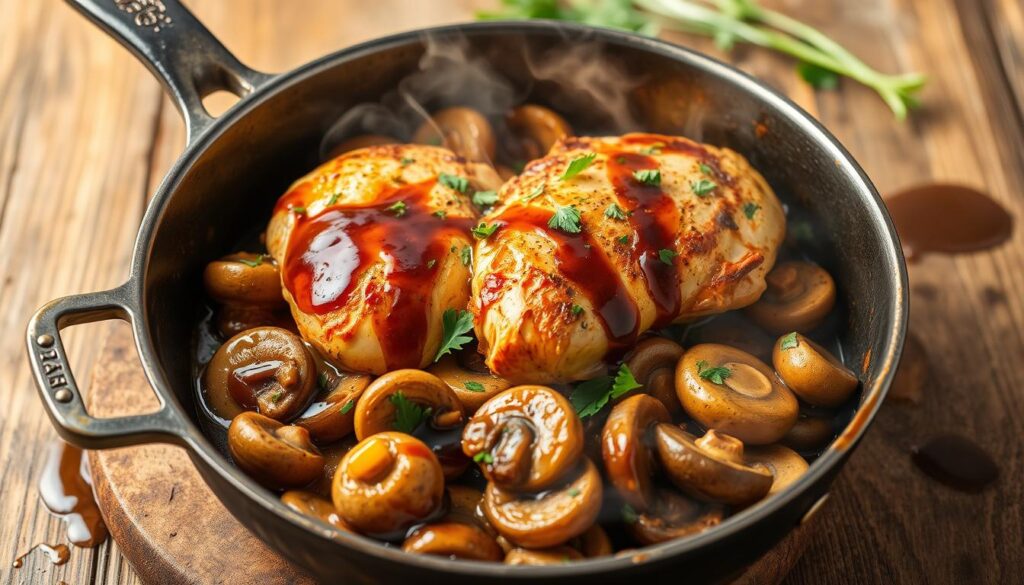 Delicious Creamy Balsamic Chicken & Mushroom Skillet in 30 Minutes