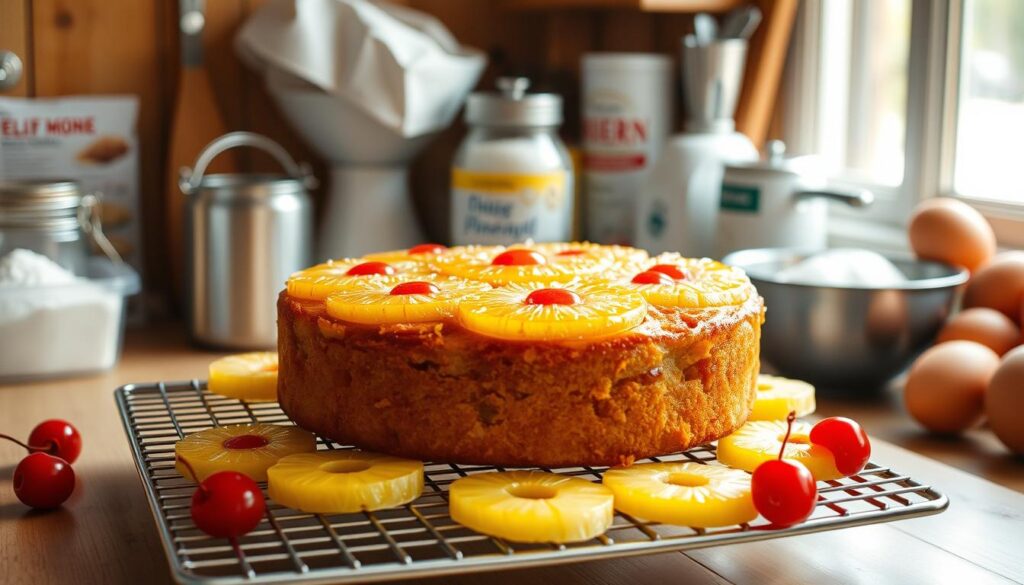 Baking pineapple upside down cake