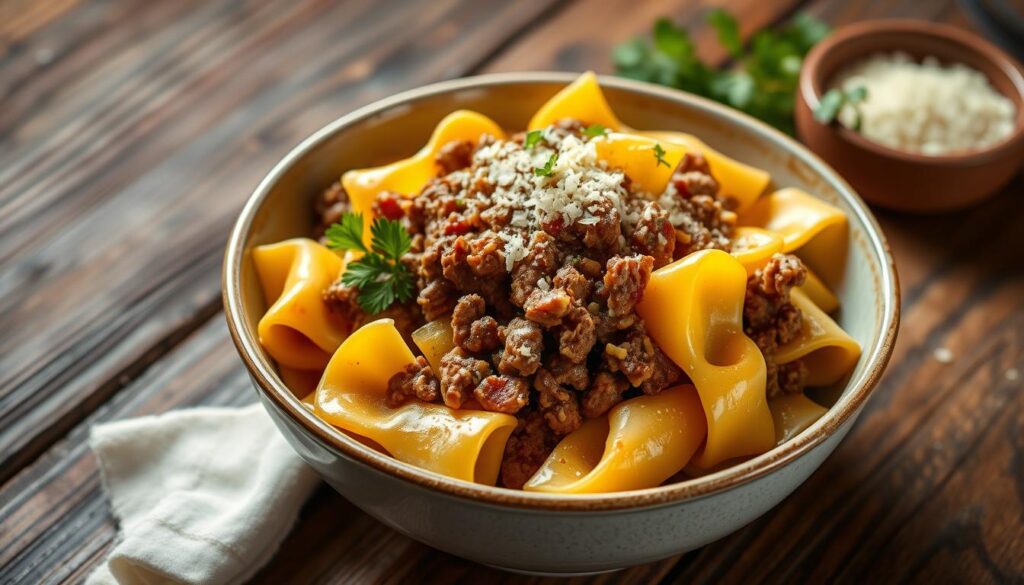 Cheesy Beef and Bowtie Pasta