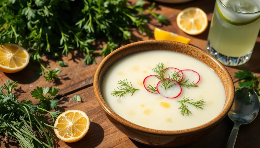 Cucumber Kefir Soup Presentation