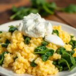 Spinach and Scrambled Eggs with Cottage Cheese